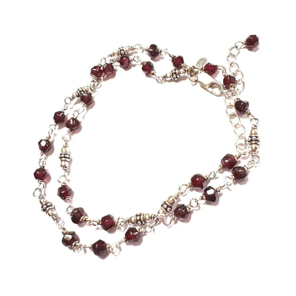 SILPADA Necklace Garnet Link 16”-18” Sterling Silver N1053 V.GOOD COND